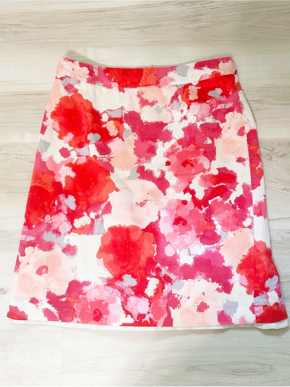 Van Heusen Pink and Red Watercolor Floral A-Line Skirt